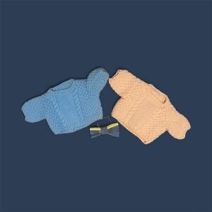 Birth Colors Blue & Pink Handmade Sweaters and Tie - Teddy Bear Doll Clothing